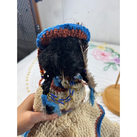 Vintage‎ Native American Style Doll Crochet Dress Collectible Souvenir Display - Picture 7 of 9
